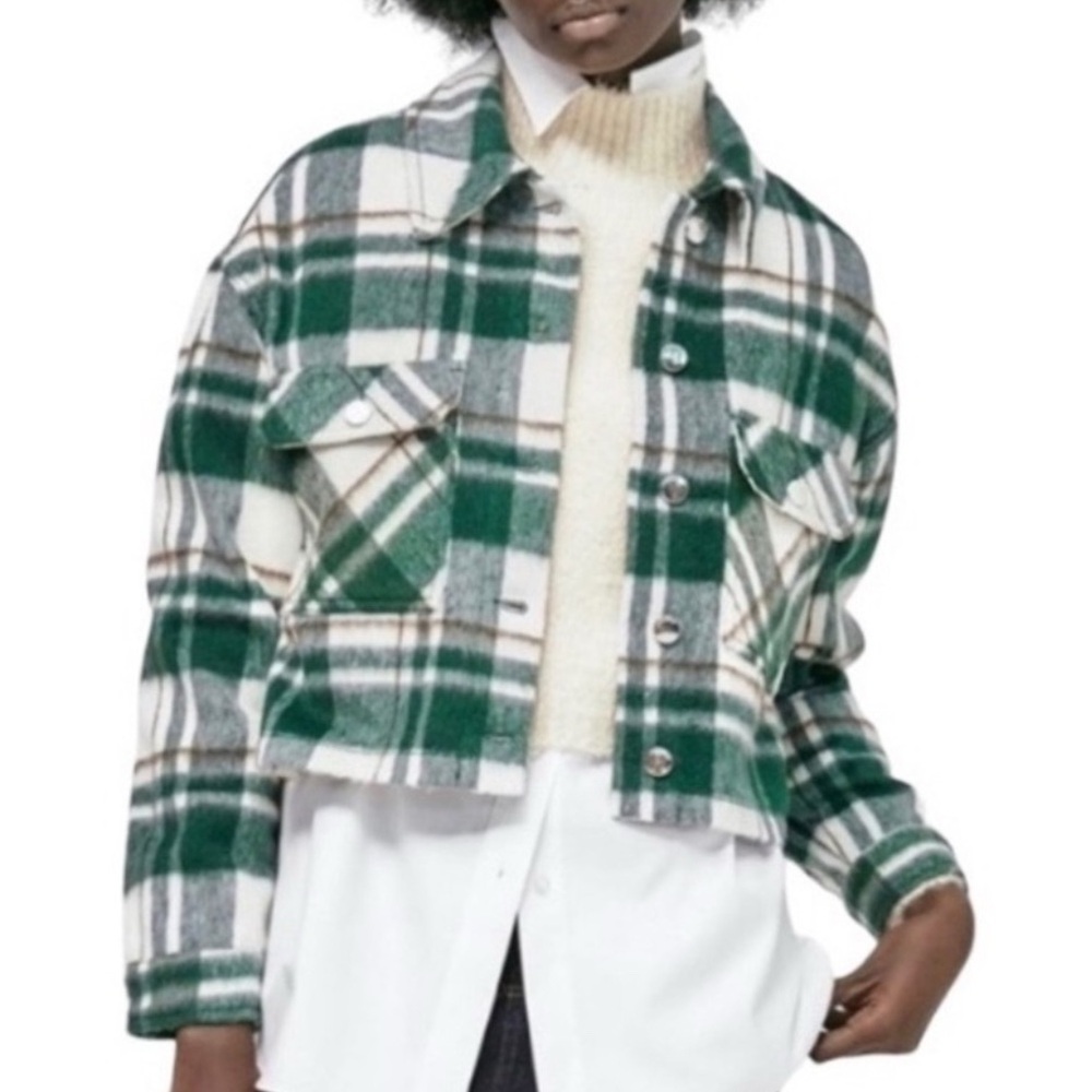 Zara Cropped Plaid Shirt Jacket / Shacket, Cotton-Blend - Womens Small